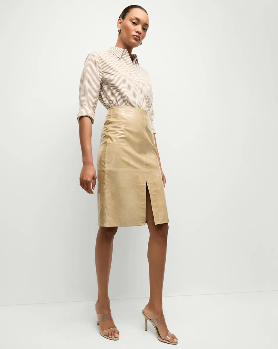 Anderson Coated Leather Skirt in>Veronica Beard Discount
