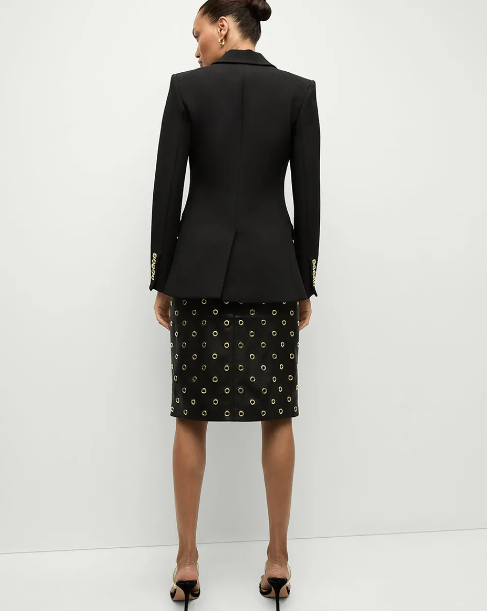 Anderson Leather Grommet Skirt in Black>Veronica Beard Discount