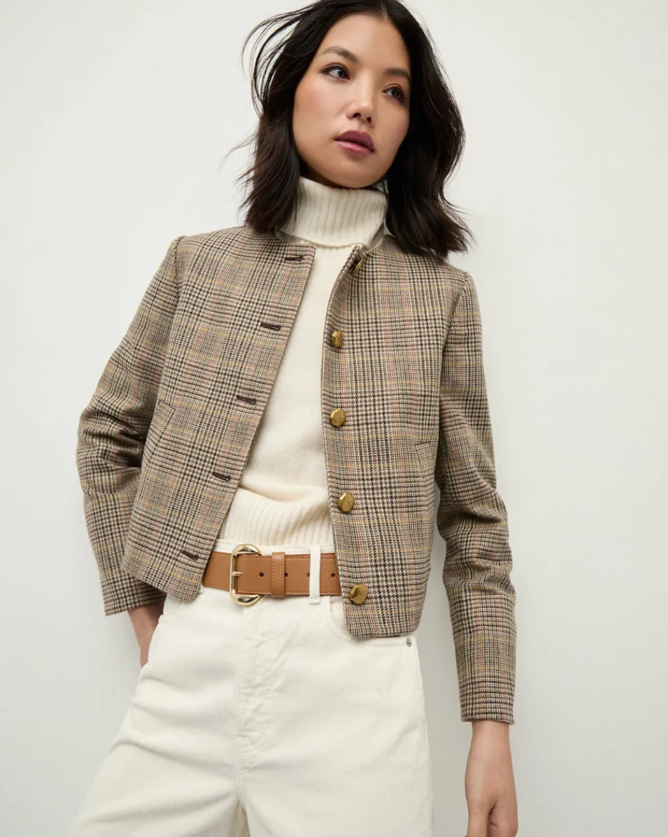 Andrea Plaid Jacket in Russet Multi>Veronica Beard Clearance