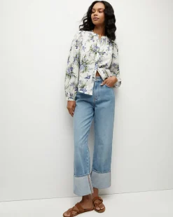 Ashlynn Cotton Top in Off-White Multi><noscript><img width=