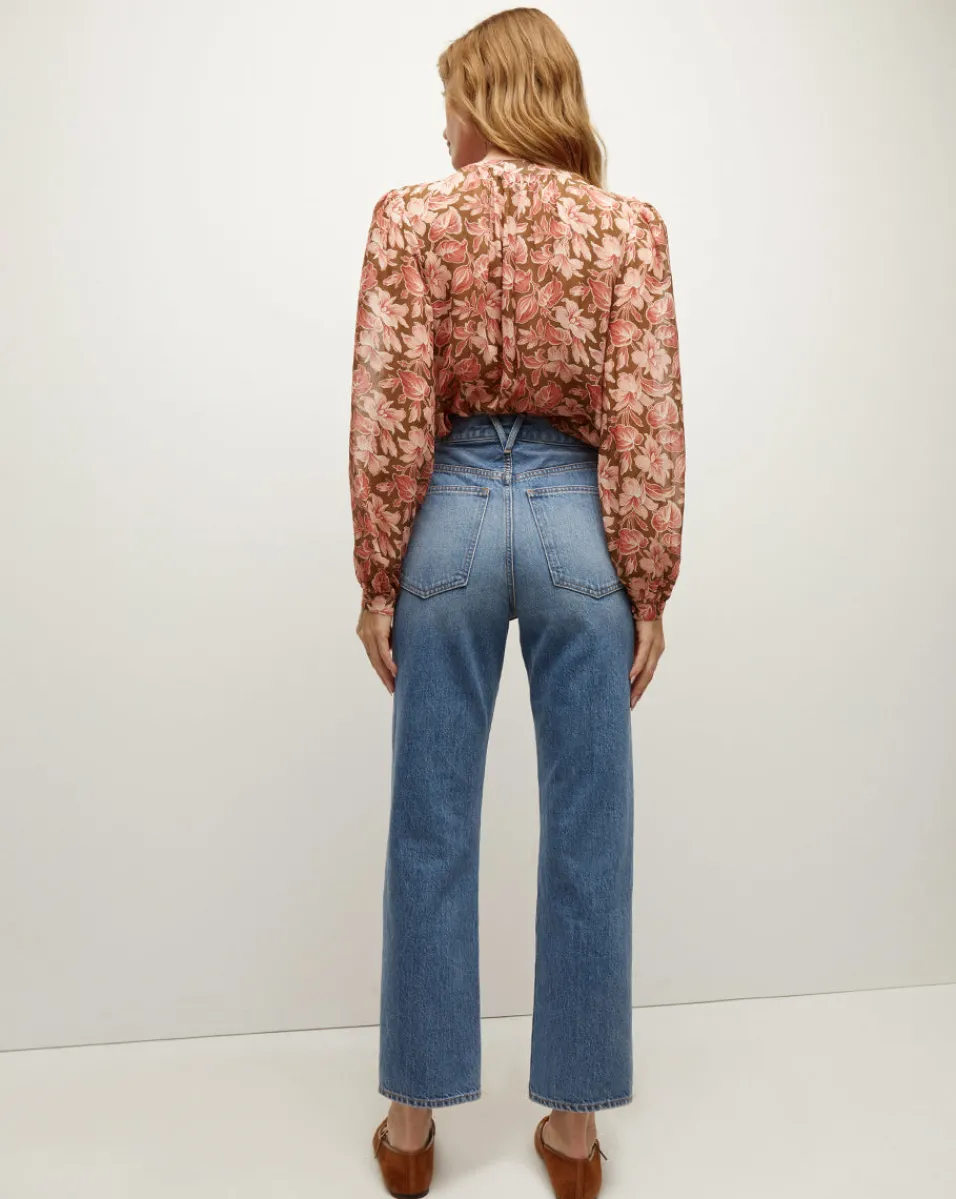 Ashlynn Silk Top in Deep Ochre Multi>Veronica Beard Clearance