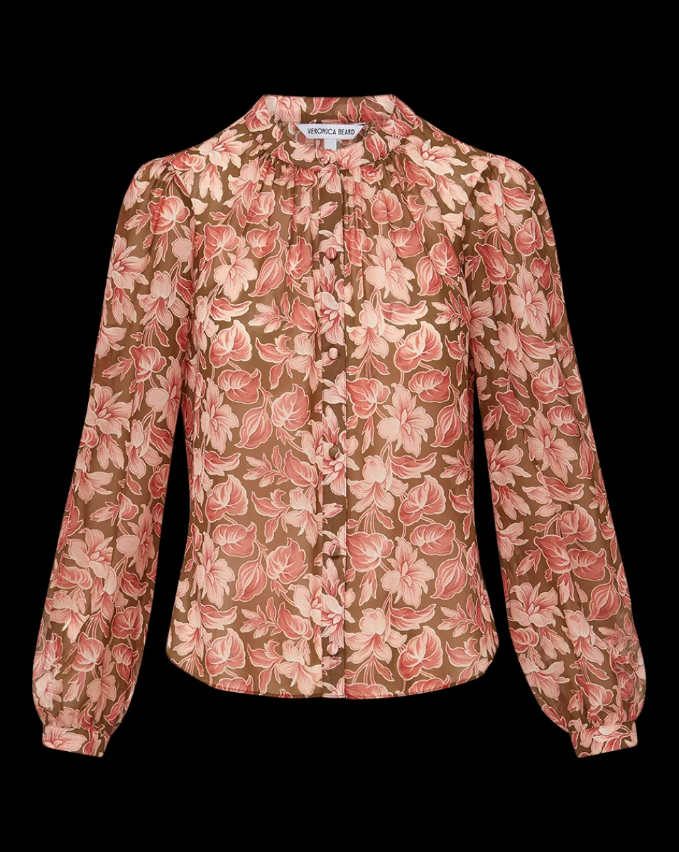 Ashlynn Silk Top in Deep Ochre Multi>Veronica Beard Clearance