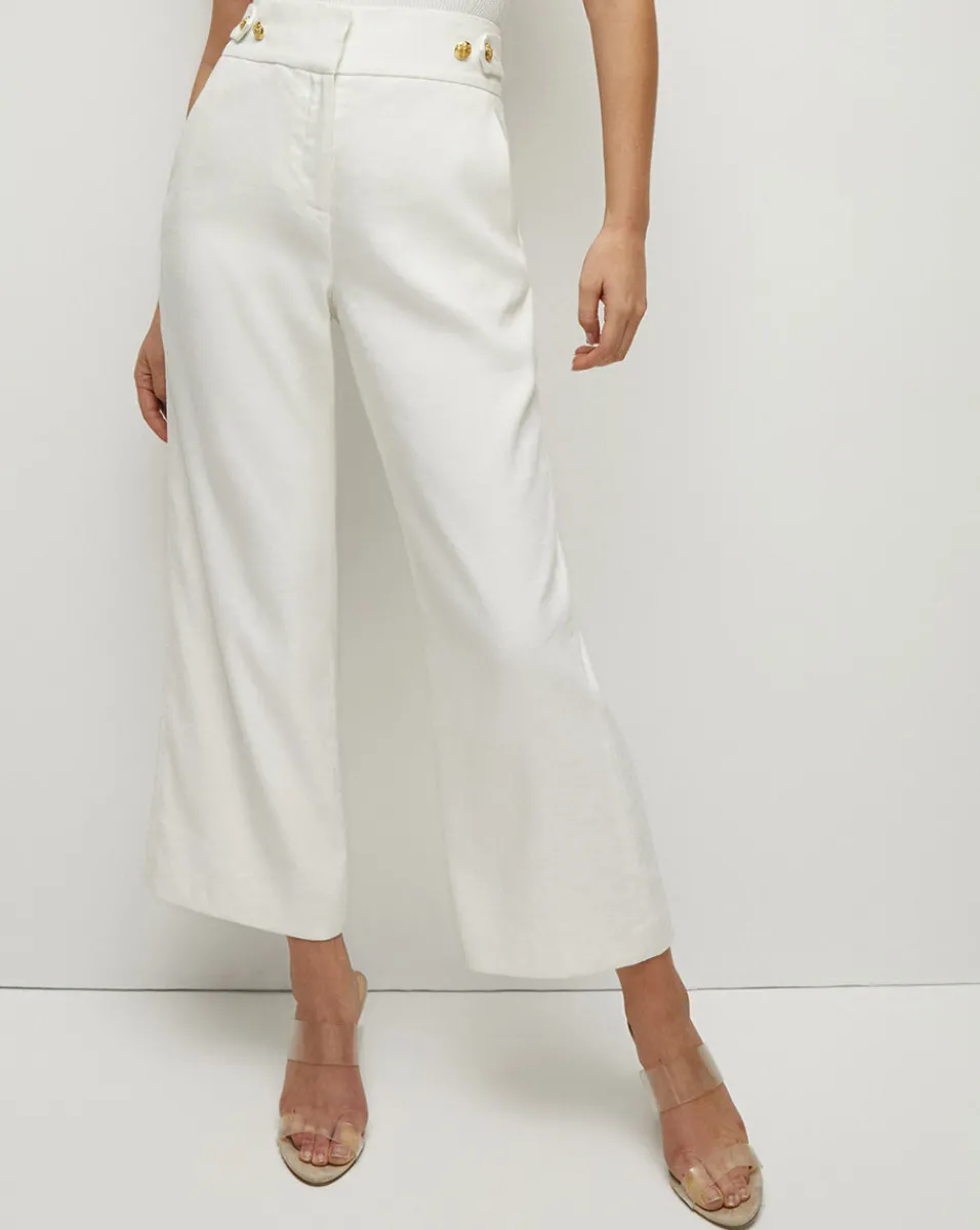 Aubrie Women's Linen Cropped Pant in>Veronica Beard