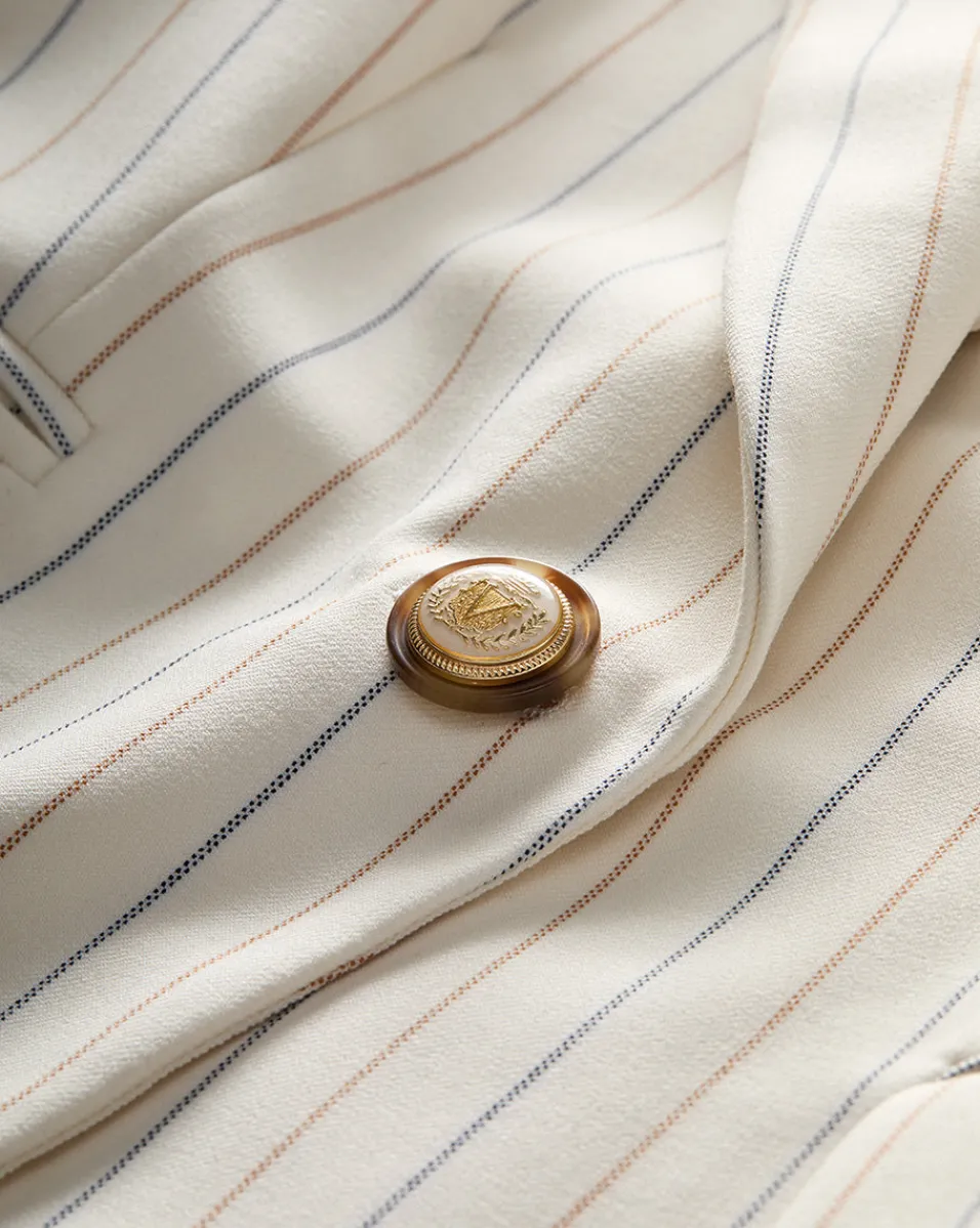Battista Pinstriped Dickey Jacket in Dove Multi>Veronica Beard Sale