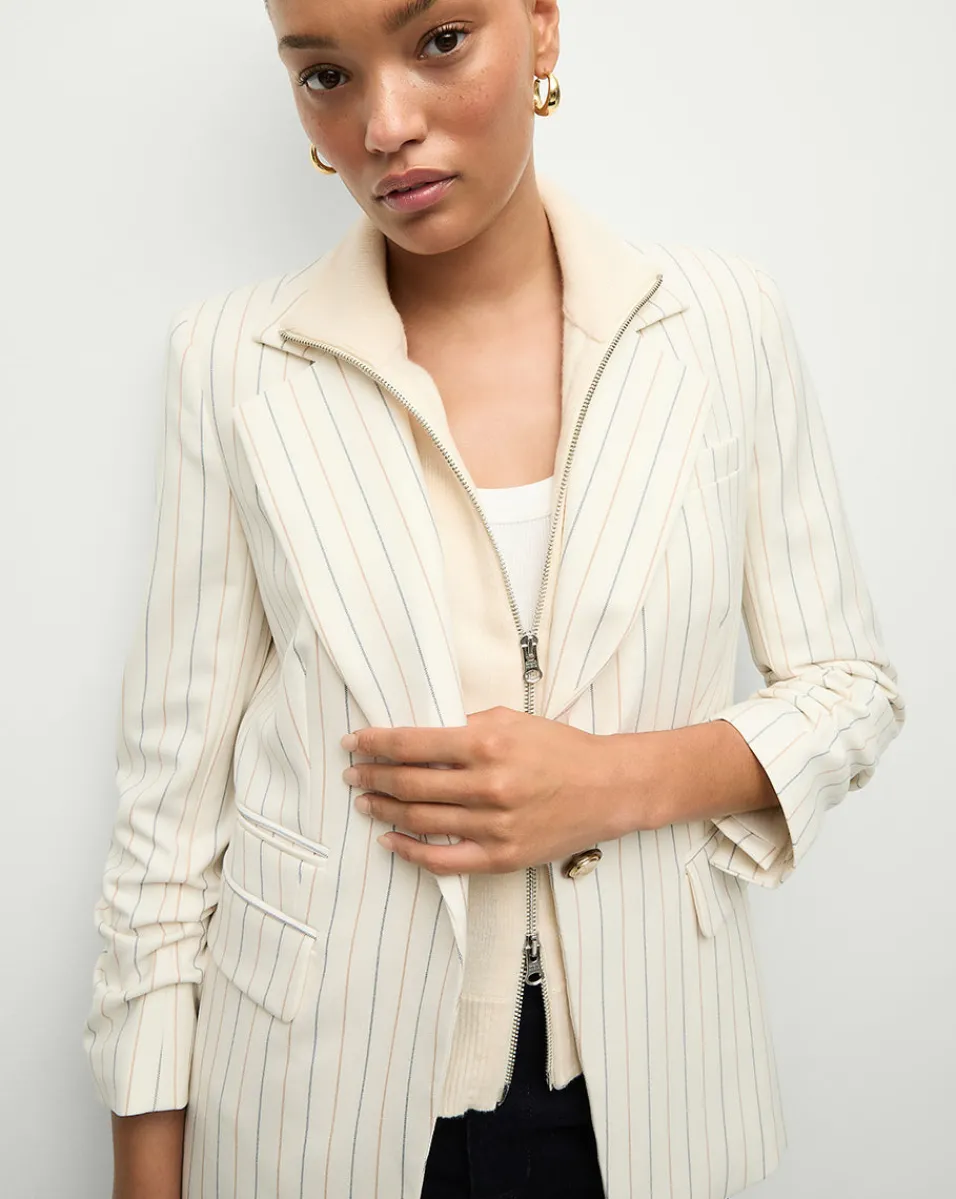Battista Pinstriped Dickey Jacket in Dove Multi>Veronica Beard Sale
