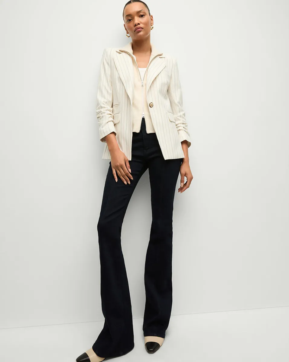 Battista Pinstriped Dickey Jacket in Dove Multi>Veronica Beard Sale