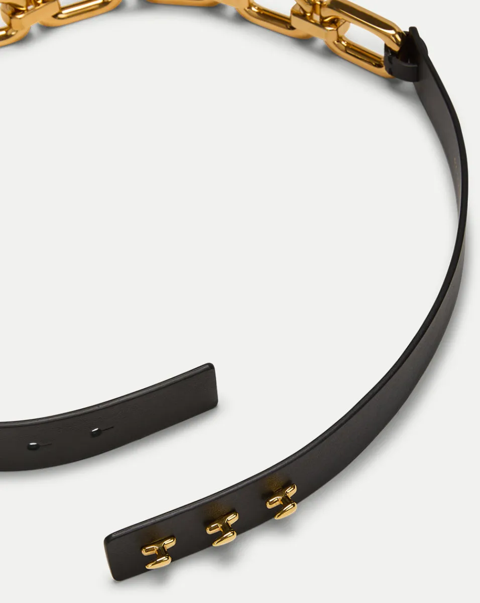 Beatrice Leather Belt in Black & Gold>Veronica Beard Discount