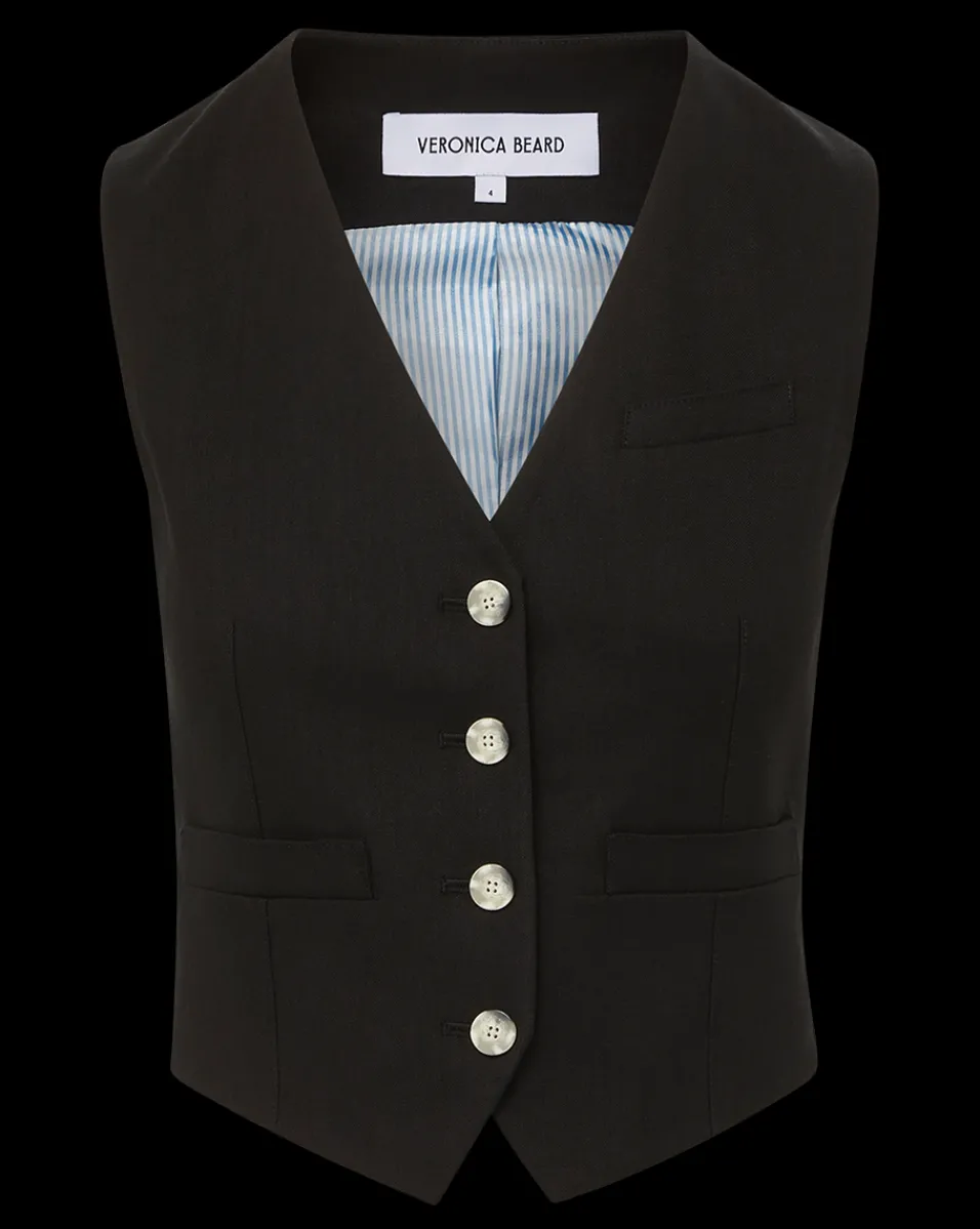 Bennett Twill-Linen Vest in>Veronica Beard Outlet