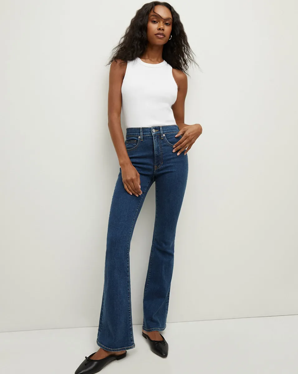 Beverly Loafer Length Skinny-Flare Jean in Bright Blue>Veronica Beard Discount