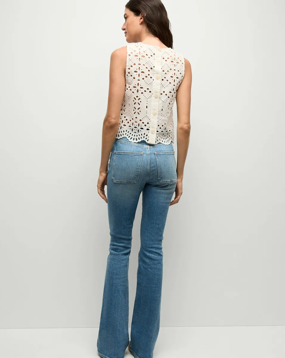 Beverly Patch-Pocket Skinny-Flare Jean in Seawater Stone>Veronica Beard Sale