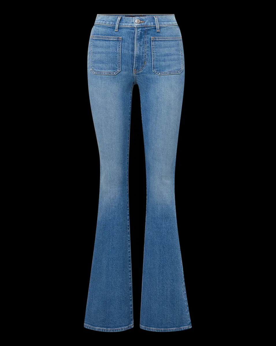 Beverly Patch-Pocket Skinny-Flare Jean in Seawater Stone>Veronica Beard Sale