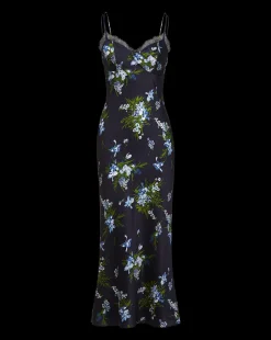 Bixie Stretch-Silk Slip Dress in Navy Multi><noscript><img width=