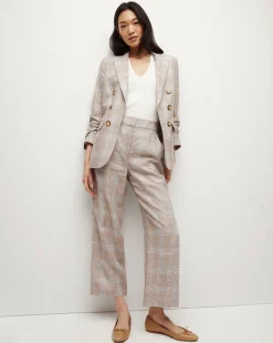 Brixton Linen Pant in Khaki Multi>Veronica Beard Online