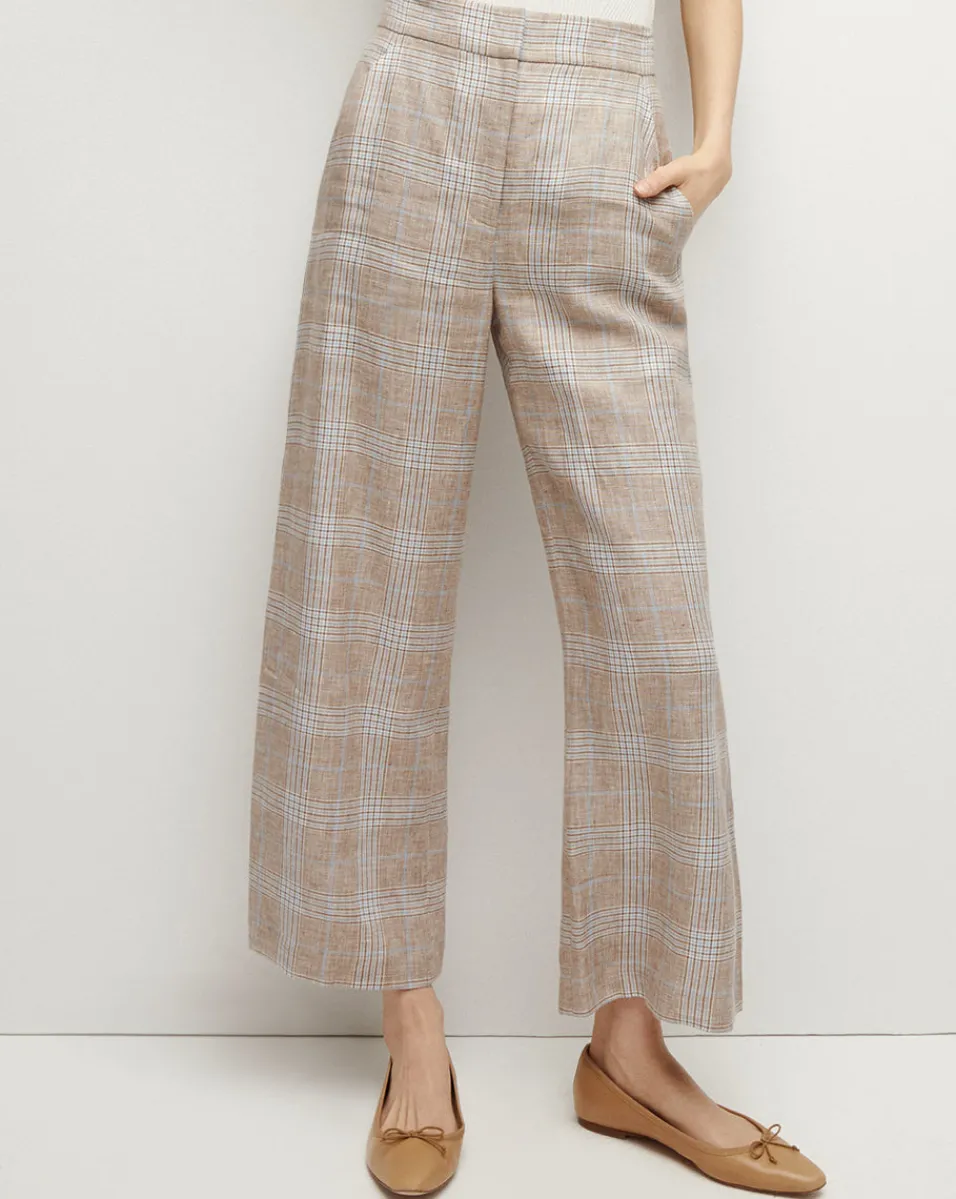 Brixton Linen Pant in Khaki Multi>Veronica Beard Online