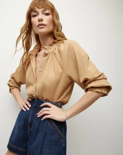 Calisto Cotton Shirt in>Veronica Beard Clearance