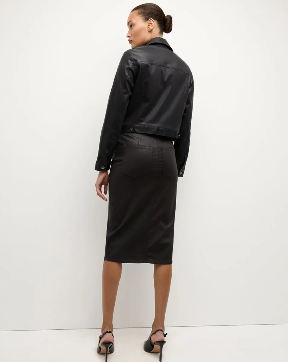 Cara Jacket Coated in Black High Gloss>Veronica Beard Sale