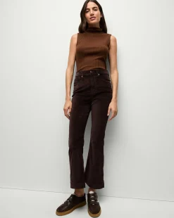 Carson Ankle Flare Velvet in Dark Chocolate>Veronica Beard Clearance