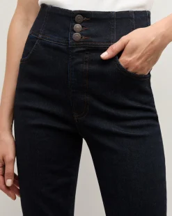 Carson Corset Waist Kick-Flare Jean in Indigo Rinse><noscript><img width=