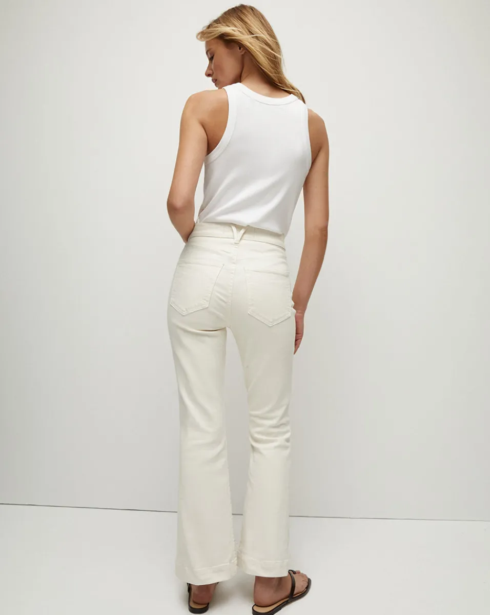 Carson Patch Pocket Kick-Flare Jean in Ecru>Veronica Beard Hot