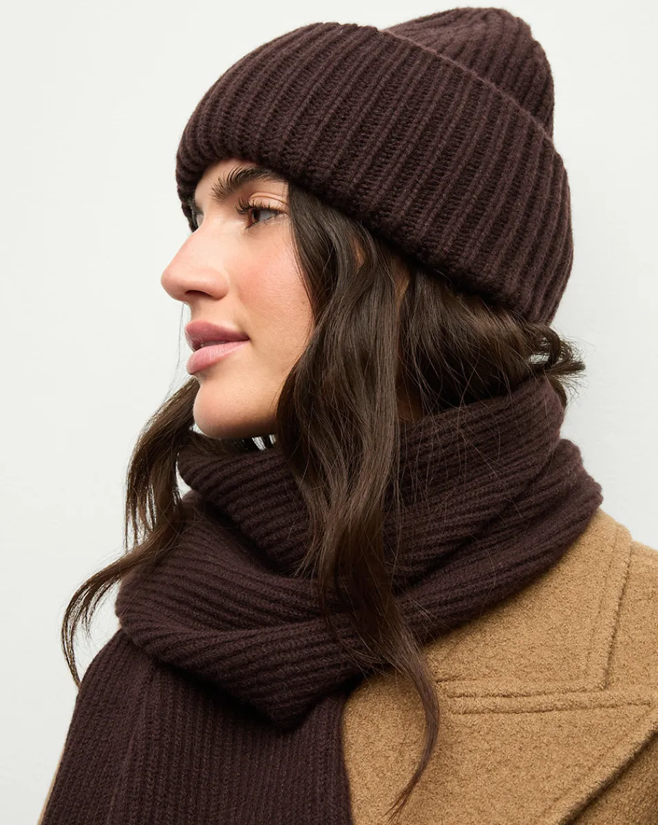 Cashmere Foldover Beanie in Dark Chocolate>Veronica Beard Sale