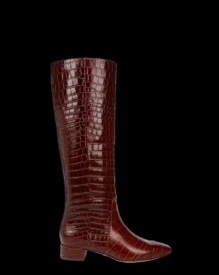 Cecile Croc Knee High Boots in Brown><noscript><img width=
