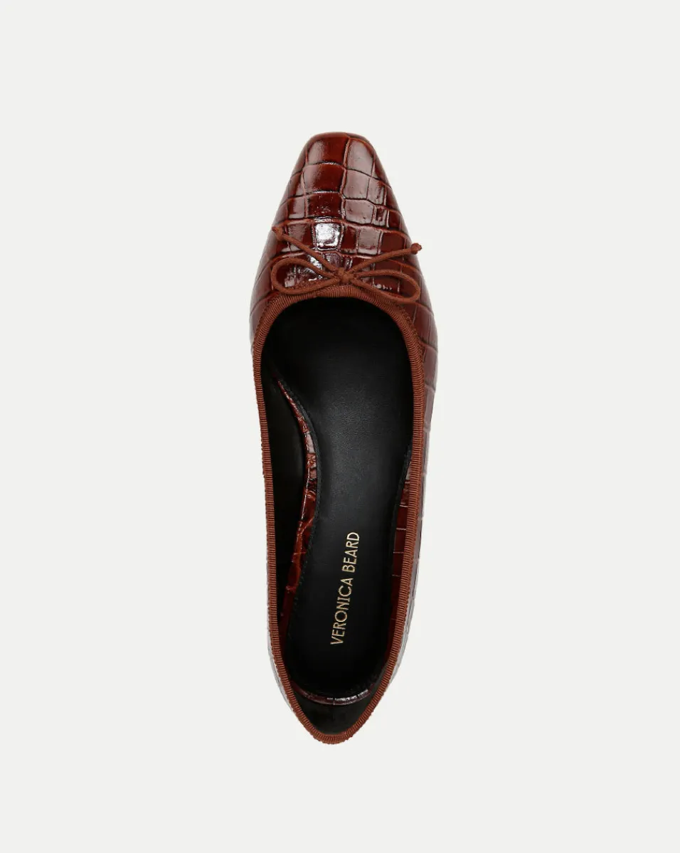 Cecile Croc-Embossed Ballet Pump in>Veronica Beard Discount