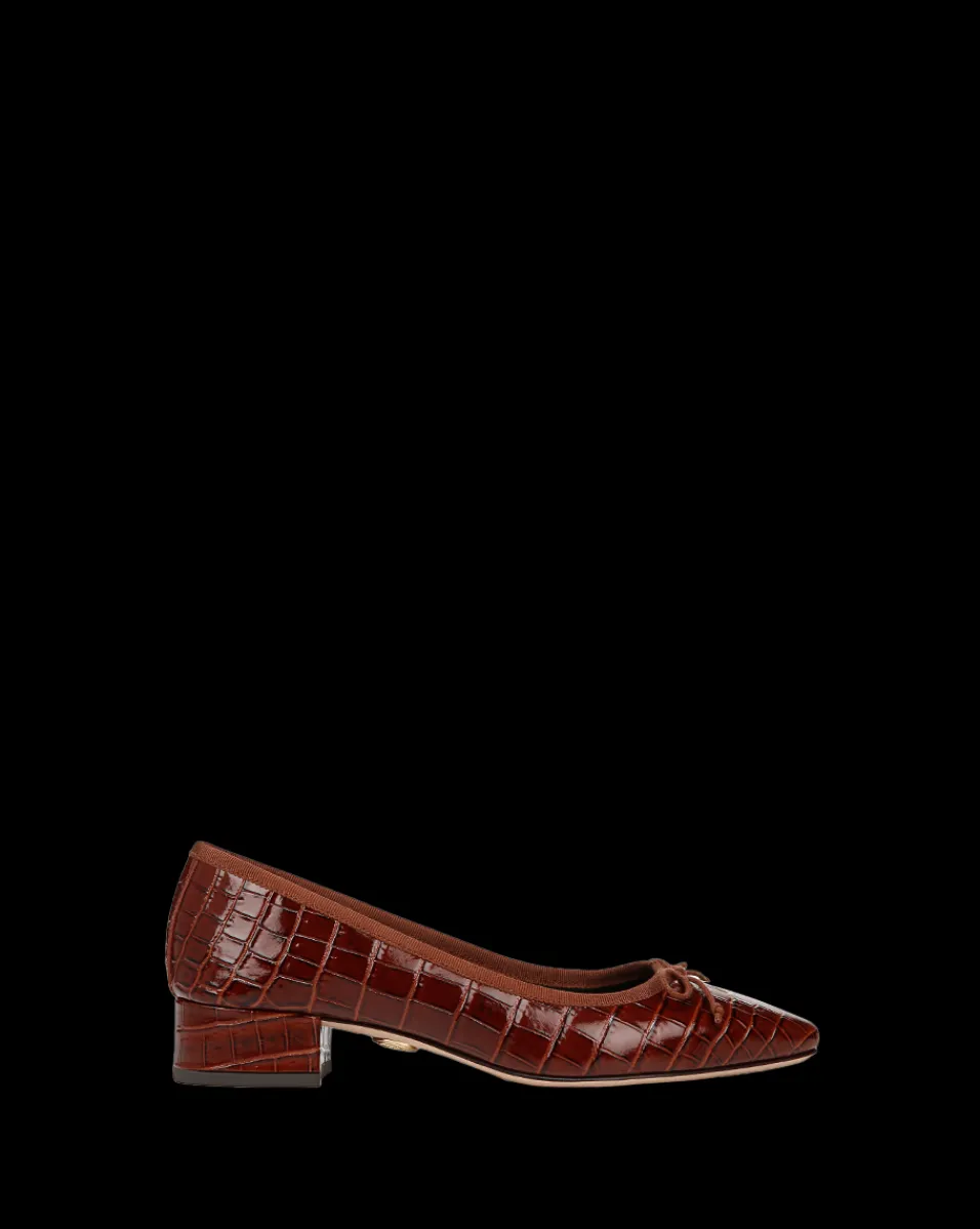 Cecile Croc-Embossed Ballet Pump in>Veronica Beard Discount