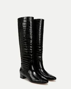 Cecile Croc-Embossed Tall Boot in>Veronica Beard Sale