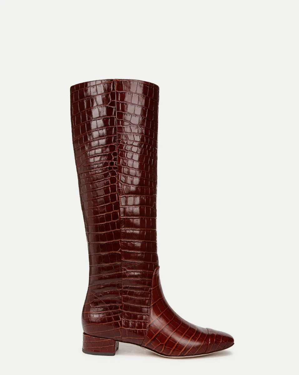 Cecile Croc-Embossed Tall Boot Wide-Calf>Veronica Beard New