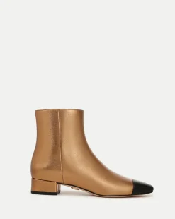 Cecile Leather Cap-Toe Bootie in>Veronica Beard New