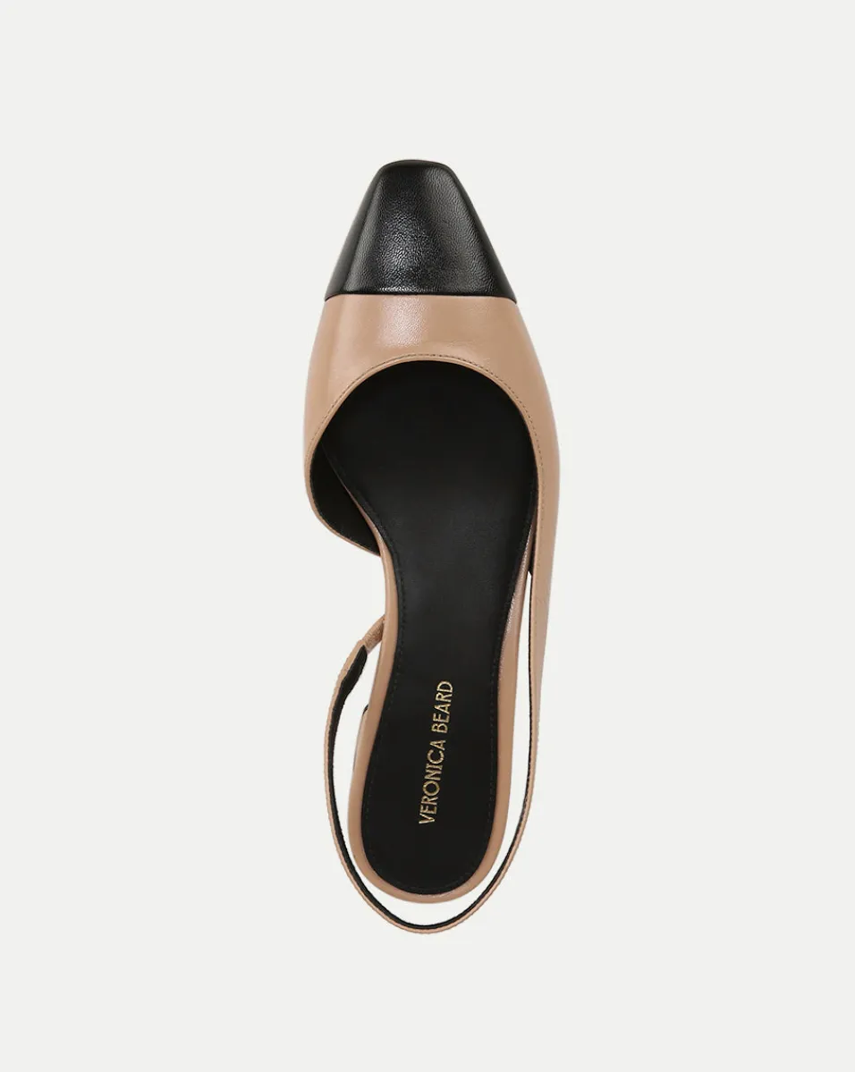 Cecile Leather Cap-Toe Slingback in>Veronica Beard