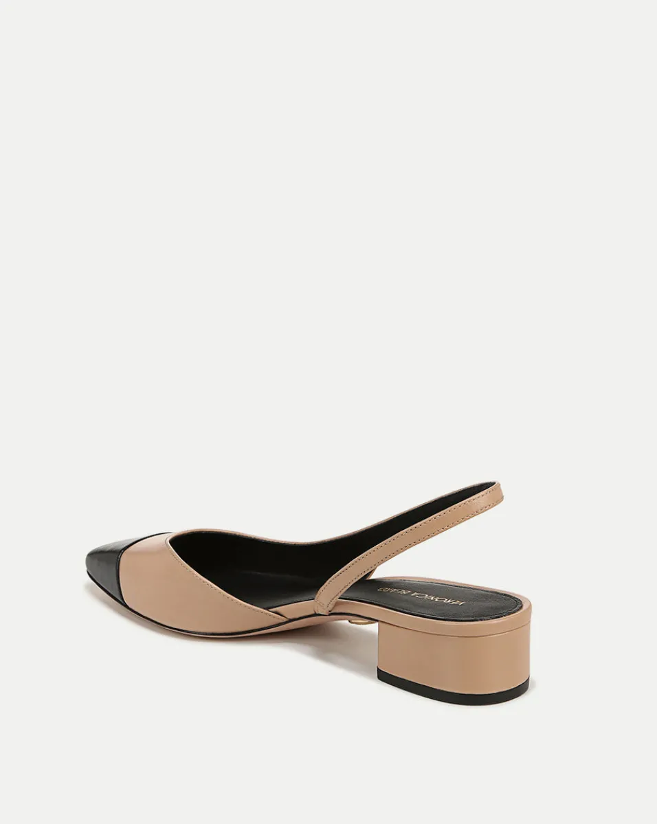 Cecile Leather Cap-Toe Slingback in>Veronica Beard