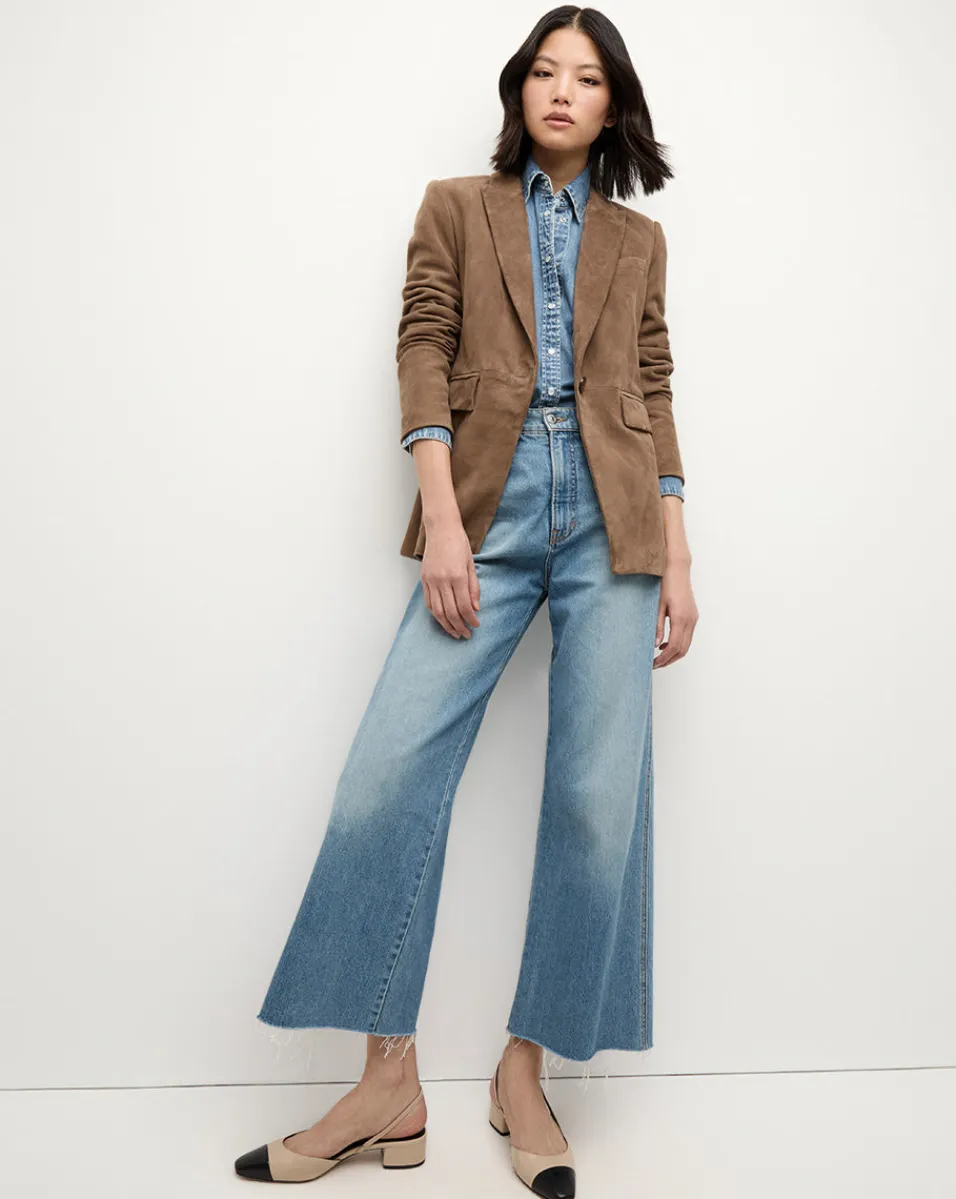 Cecile Leather Cap-Toe Slingback in>Veronica Beard