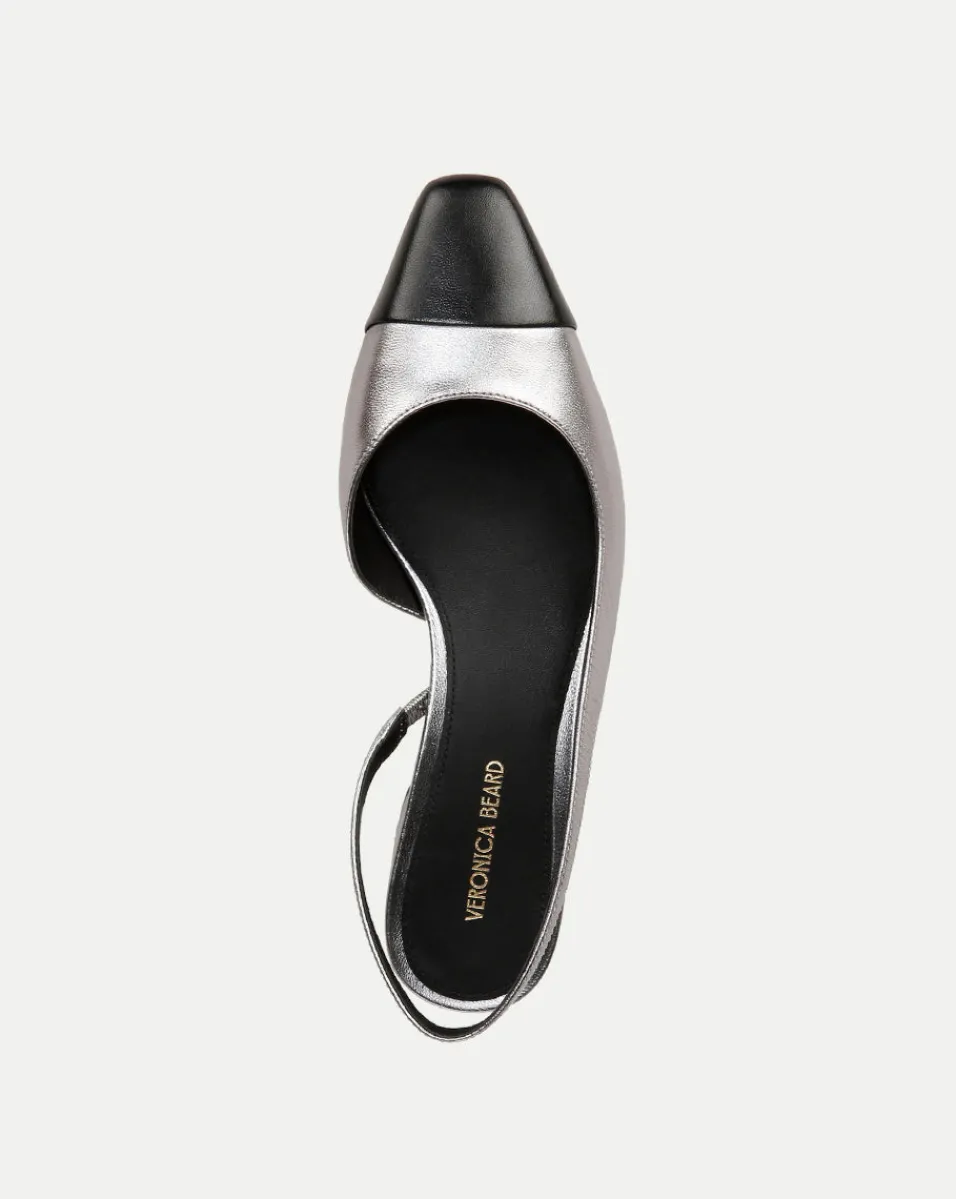 Cecile Leather Cap-Toe Slingback in>Veronica Beard Hot