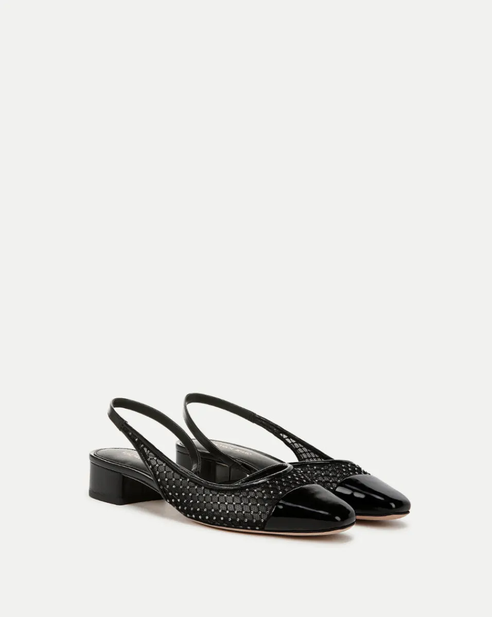 Cecile Rhinestone Mesh Cap-Toe Slingback in Black Rhinestone>Veronica Beard Best