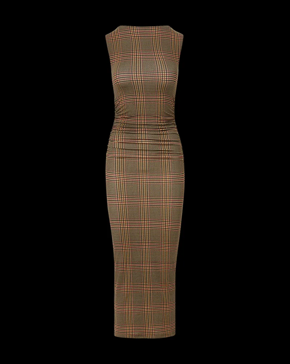 Charissa Plaid Sheath Dress in Camel>Veronica Beard Outlet