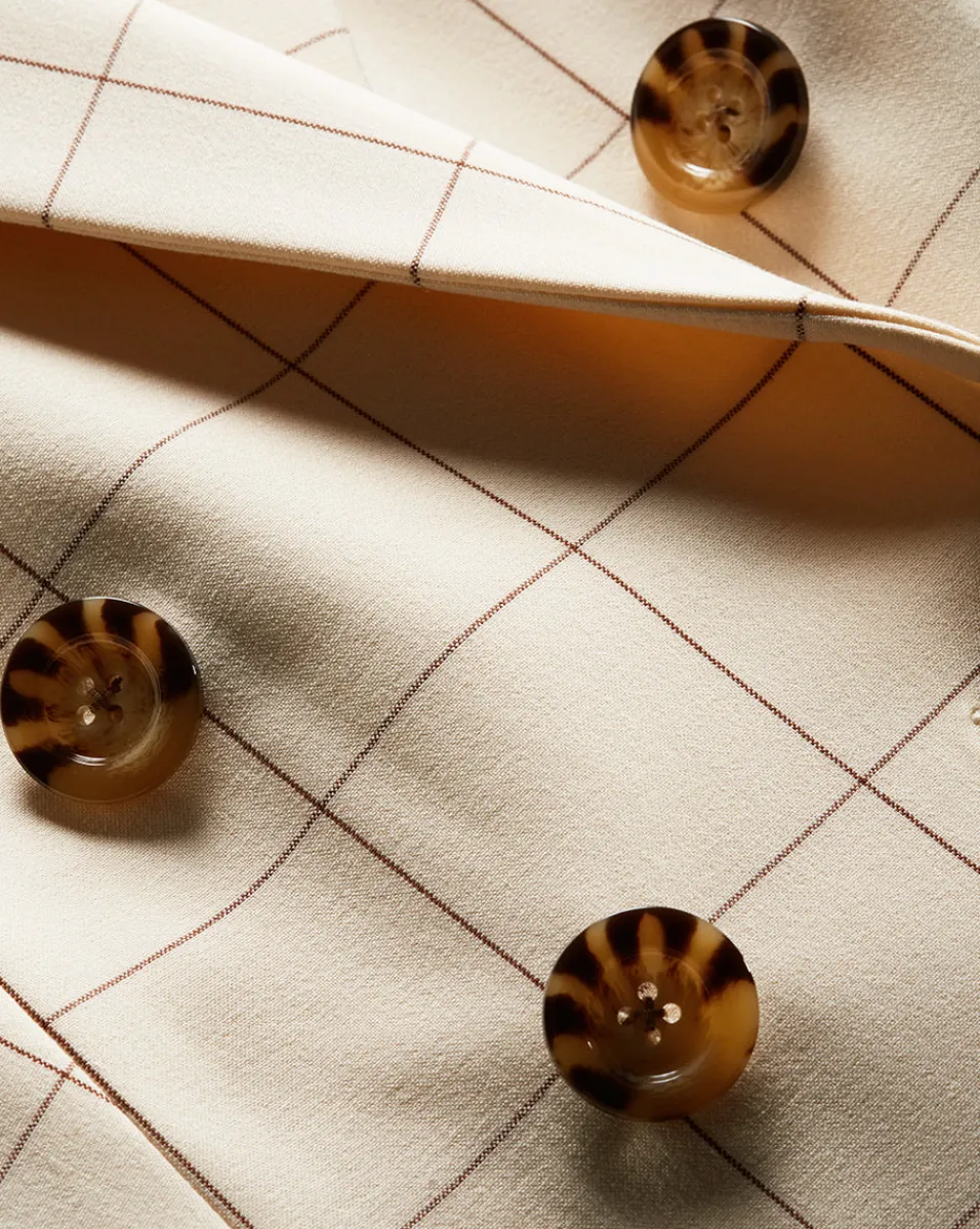 Charleston Plaid Dickey Jacket in Ecru/Deep Ochre>Veronica Beard Online