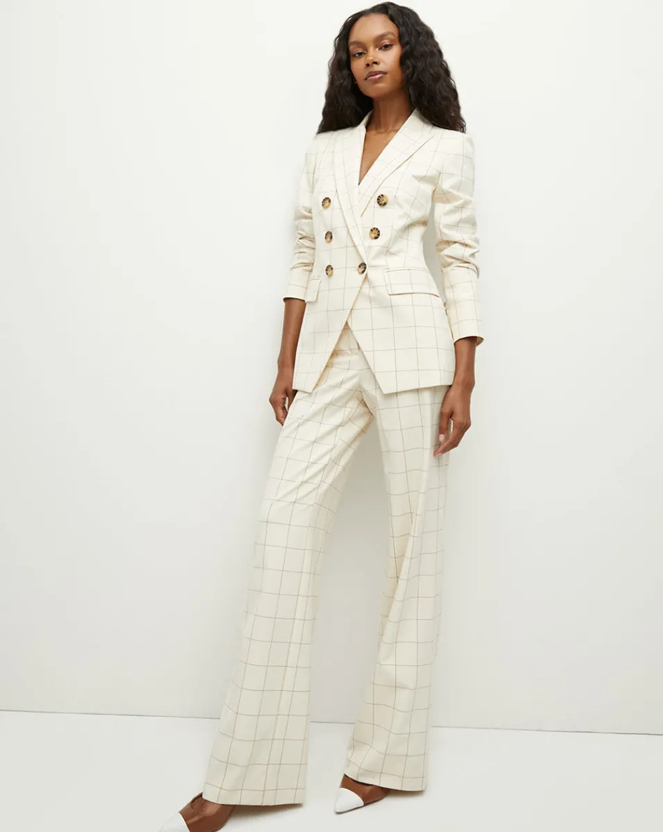 Charleston Plaid Dickey Jacket in Ecru/Deep Ochre>Veronica Beard Online