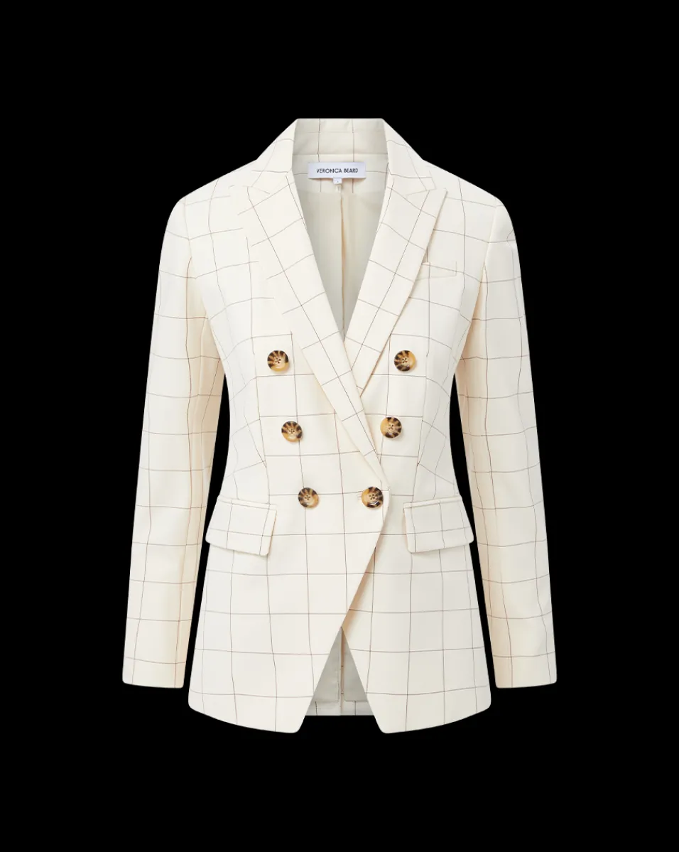 Charleston Plaid Dickey Jacket in Ecru/Deep Ochre>Veronica Beard Online