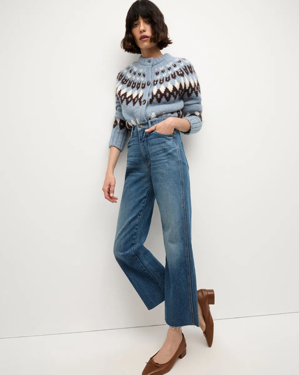 Christina Fairisle Cardigan in Smoke Blue Multi>Veronica Beard Sale