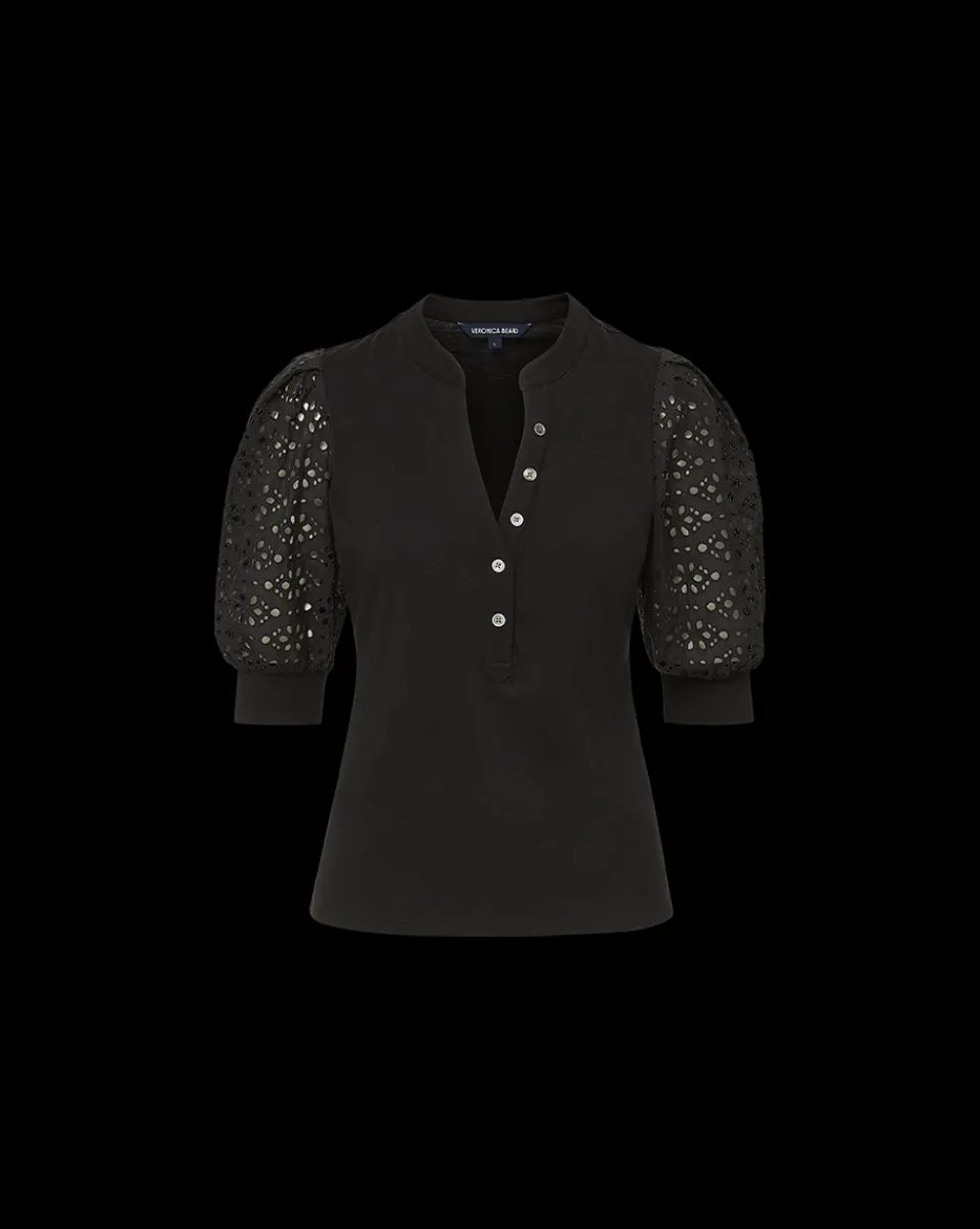 Coralee Eyelet Puff-Sleeve Tee in>Veronica Beard Sale