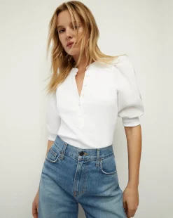 Coralee Puff-Sleeve Tee><noscript><img width=