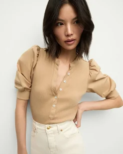 Coralee Puff-Sleeve Tee in>Veronica Beard Outlet