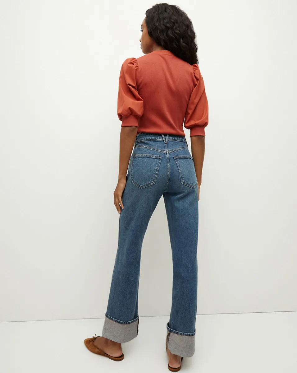 Coralee Puff-Sleeve Top in Brick Red>Veronica Beard Clearance