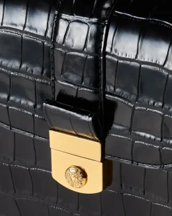Crest Lock Croc-Embossed Top Handle Bag in><noscript><img width=