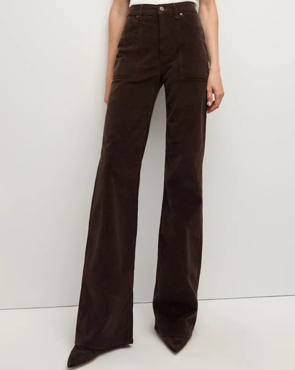 Crosbie Corduroy Wide-Leg Pant in Dark Chocolate>Veronica Beard Hot
