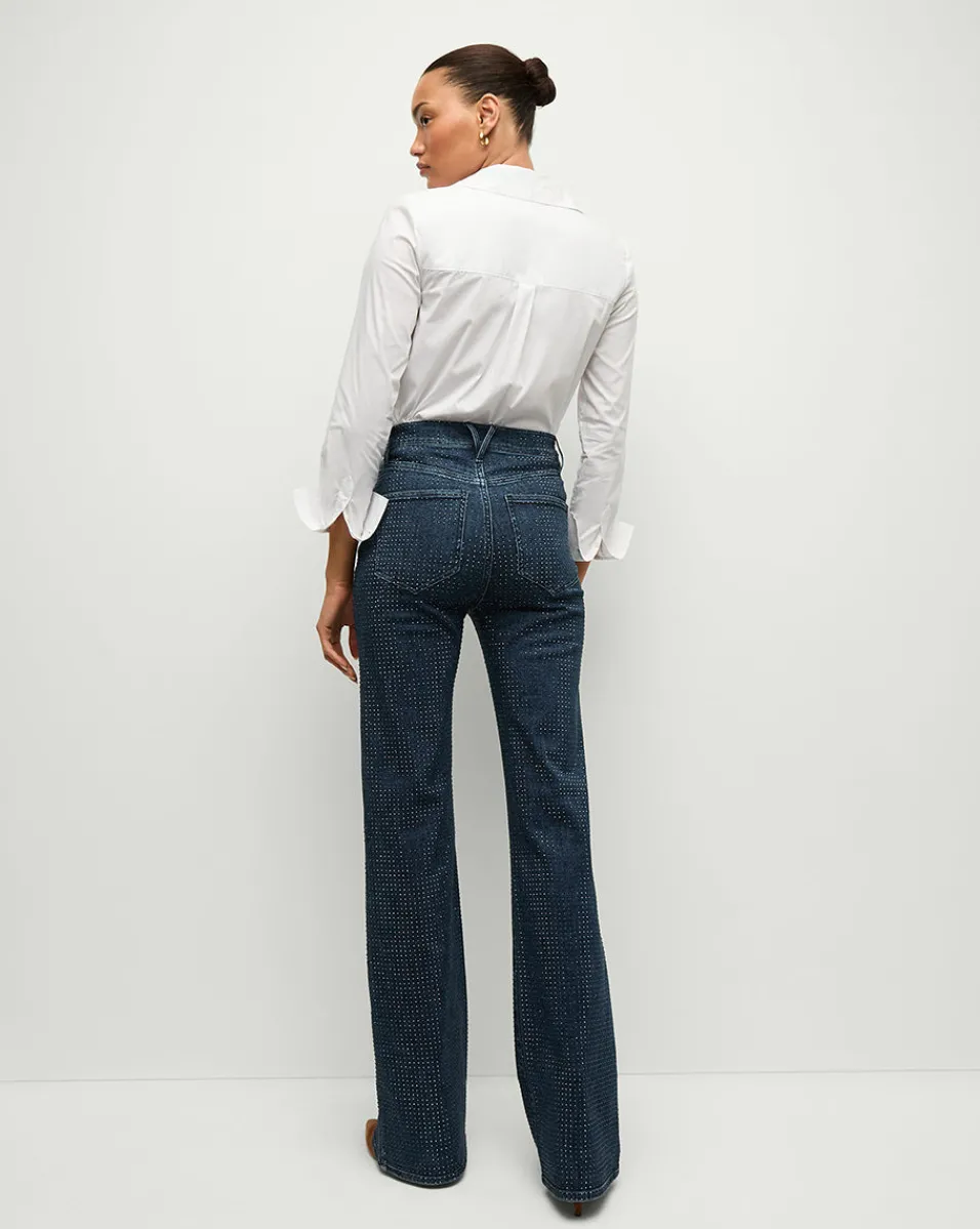 Crosbie Rhinestone Wide-Leg Jean in Indigo Rinse>Veronica Beard Hot