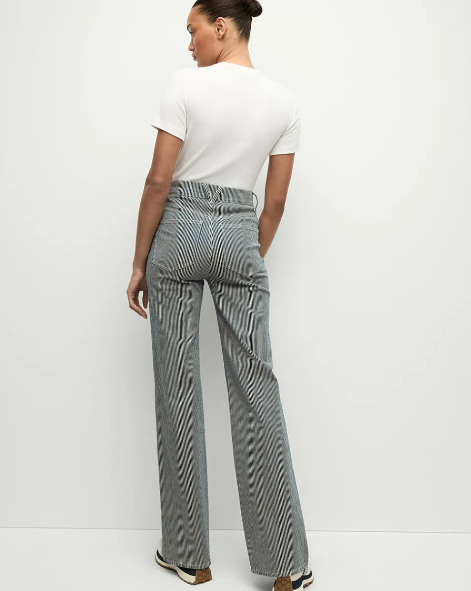 Crosbie Striped Wide-Leg Jean in Solstice Stripe>Veronica Beard Best