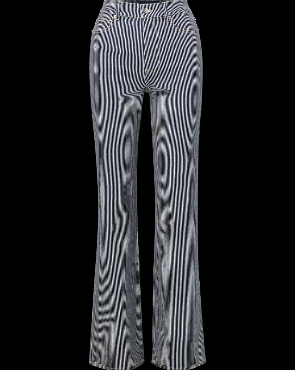 Crosbie Striped Wide-Leg Jean in Solstice Stripe>Veronica Beard Best