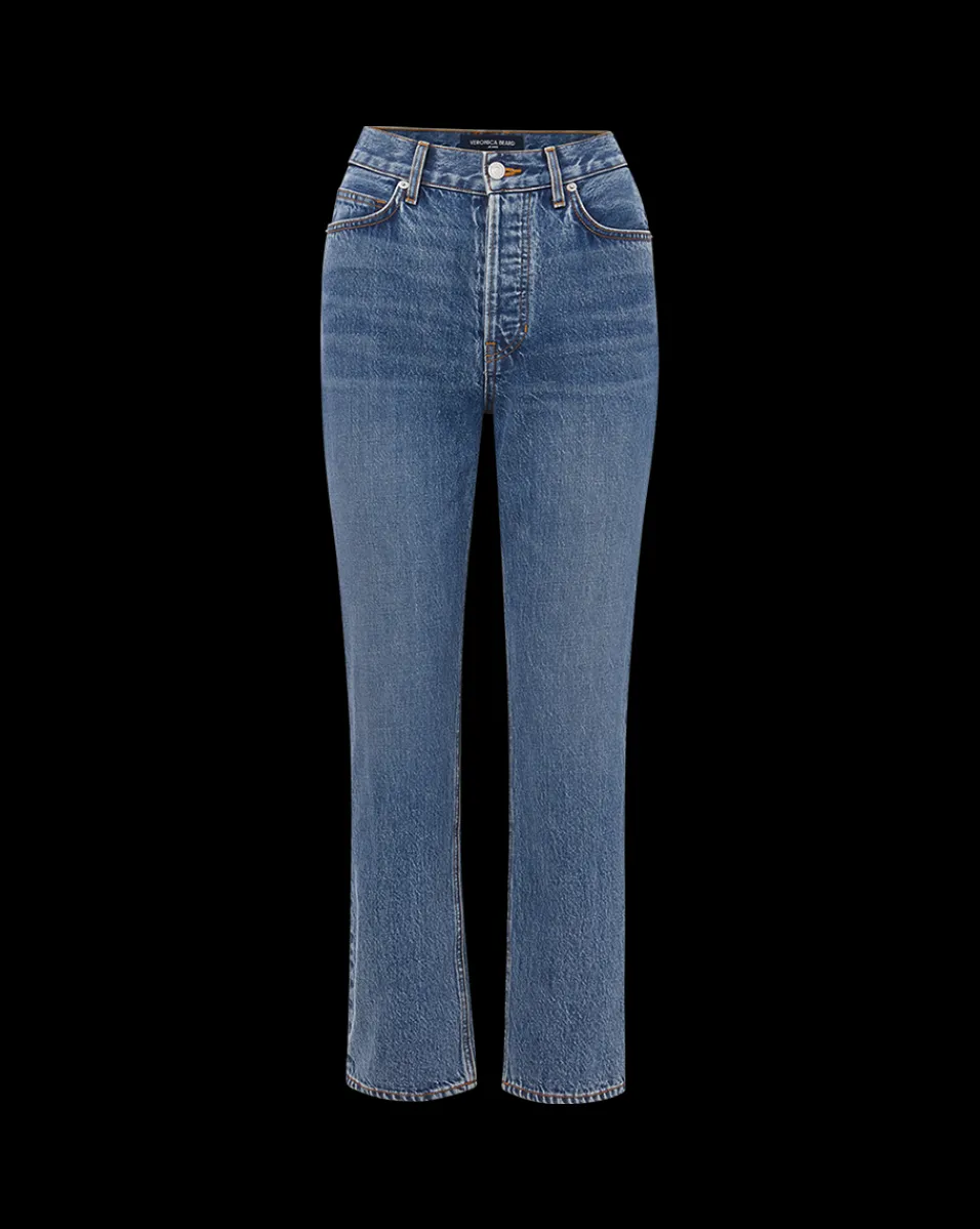 Daniela Cropped Straight-Leg Jean in Blue>Veronica Beard Clearance
